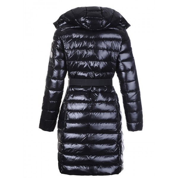 Moncler Nero cinturino e Slash lunga caldo Cappotti uscita